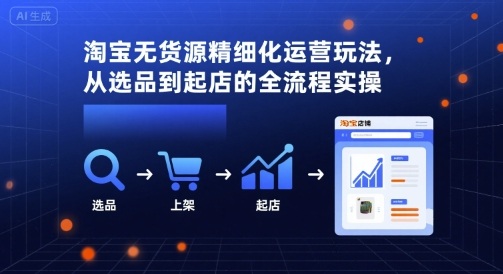 淘宝无货源精细化运营玩法，从选品到起店的全流程实操-一起网赚吧