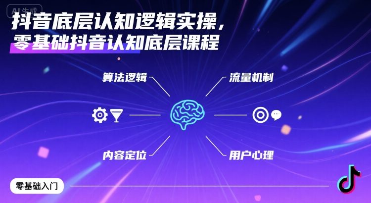 抖音底层认知逻辑实操，零基础抖音认知底层课程-一起网赚吧