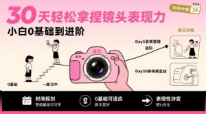 30天轻松拿捏镜头表现力，小白0基础到进阶-一起网赚吧