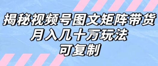 解密视频号图文矩阵带货，月入几个W的打法，可复制-一起网赚吧
