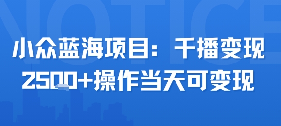小众蓝海项目，千播变现2.5k+操作当天可变现-一起网赚吧