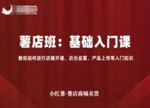 小红薯薯店商城卖货，基础入门课，教你如何进行店铺开通、后台设置、产品上传等入门知识-一起网赚吧