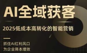 AI全域获客实训营,2025低成本高转化的智能营销,精准找客,高效营销-一起网赚吧