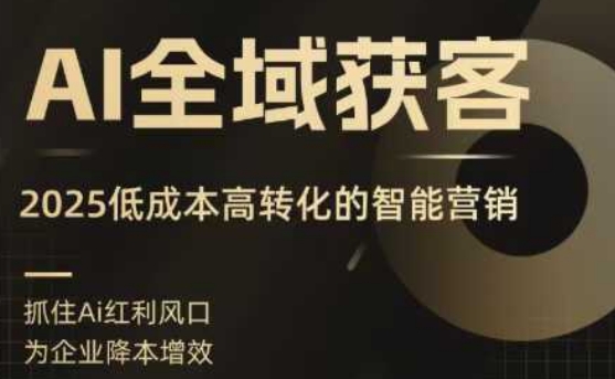 AI全域获客实训营，2025低成本高转化的智能营销，精准找客，高效营销-一起网赚吧