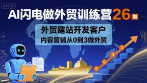 AI闪电做外贸训练营26期，外贸建站开发客户内容营销从0到3做外贸-一起网赚吧