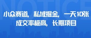 小众赛道，私域掘金，一天多张，成交率极高，长期项目-一起网赚吧