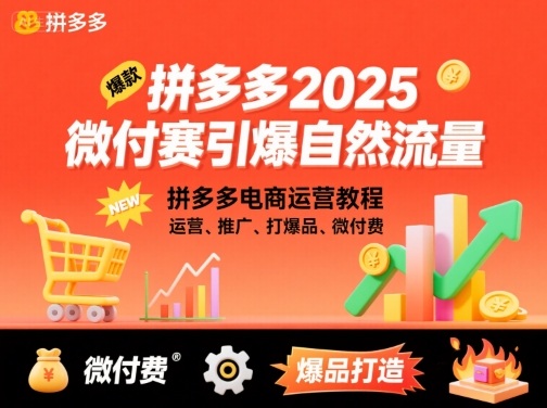 拼多多2025微付赛引爆自然流量，拼多多电商运营教程，运营、推广、打爆品、微付费-一起网赚吧