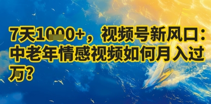 7天收益1k+，视频号新风口：中老年情感视频如何月入过W?-一起网赚吧
