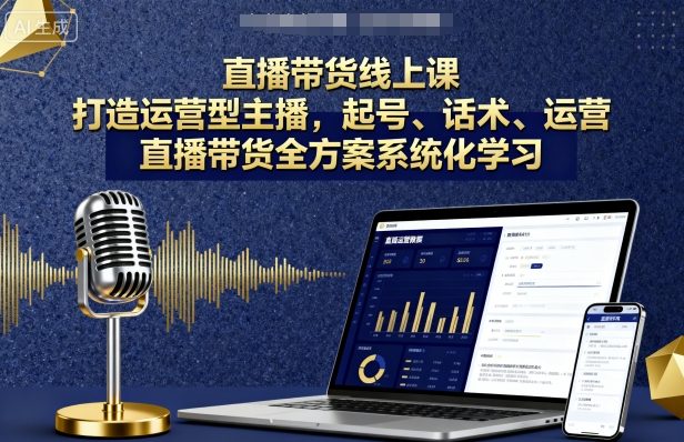 直播带货线上课，打造运营型主播，起号、话术、运营，直播带货全方案系统化学习-一起网赚吧