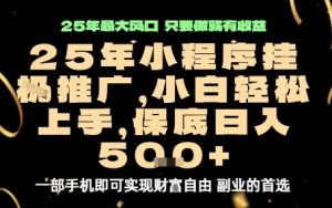 微信小程序挂G推广，解放双手，保底日入5张【揭秘】-一起网赚吧