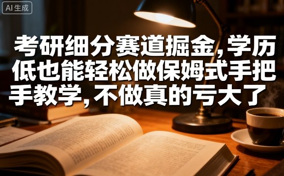 考研细分赛道掘金，日入1k+，学历低也能轻松做保姆式手把手教学，不做真的亏大了【揭秘】-一起网赚吧