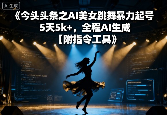 今日头条之AI美女跳舞暴力起号，5天1k+，全程AI生成【附指令工具】-一起网赚吧