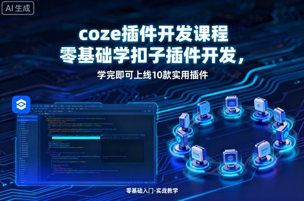 coze插件开发课程，零基础学扣子插件开发，学完即可上线10款实用插件-一起网赚吧