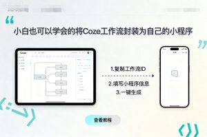 小白也可以学会的将coze工作流封装为自己的小程序-一起网赚吧