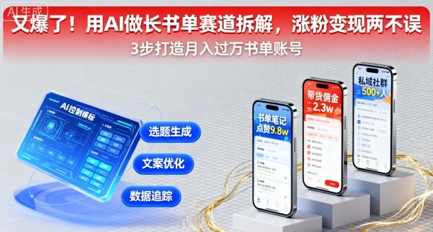 又爆了！用AI做长书单赛道拆解，涨粉变现两不误-一起网赚吧