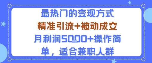 小众赛道玩法：当下最热门的变现方式，精准引流+被动成交月利润5k+操作简单，适合兼职人群-一起网赚吧