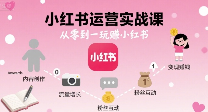 小红书运营实战课，从零到一玩賺小红书-一起网赚吧