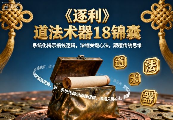 《逐利》道法术器18锦囊，系统化揭示搞钱逻辑，浓缩关键心法，颠覆传统思维-一起网赚吧