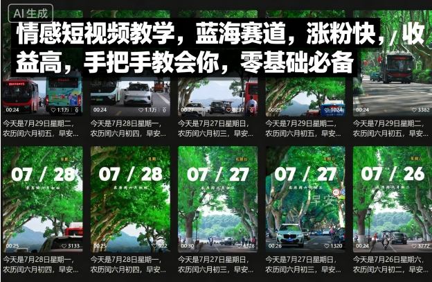 情感短视频教学，蓝海赛道，涨粉快，收益高，手把手教会你，零基础必备-一起网赚吧