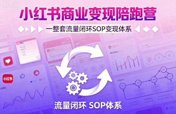 小红书商业变现陪跑营，轻IP矩阵 私域获客 聚光投流，一整套流量闭环SOP变现体系-一起网赚吧