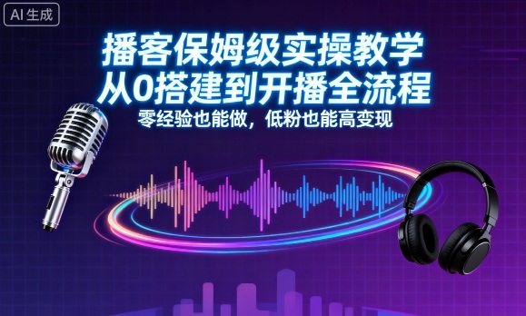 播客保姆级实操教学，从0搭建到开播全流程，零经验也能做，低粉也能高变现-一起网赚吧