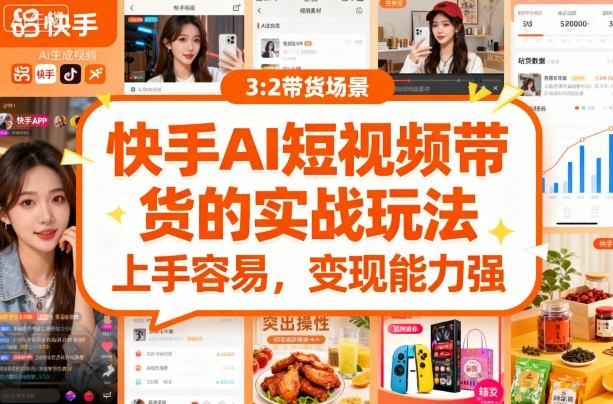 快手ai短视频带货的实战玩法，上手容易，变现能力强-一起网赚吧