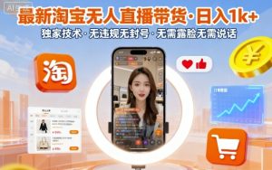 最新淘宝无人直播带货，日入1k+，独家技术，无违规无封号，无需露脸无需说话【揭秘】-一起网赚吧