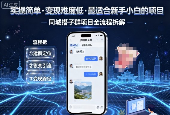 实操简单，变现难度低，最适合新手小白做的项目，每天轻松收入3张，同城搭子群项目全流程拆解-一起网赚吧