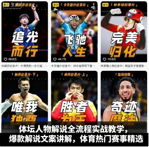 体坛人物解说全流程实战教学，爆款解说文案讲解，体育热门赛事精选-一起网赚吧