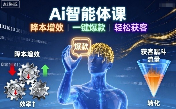 Ai智能体课，降本增效，一键爆款，轻松获客-一起网赚吧