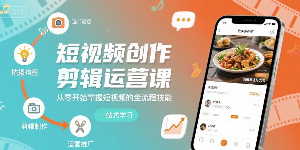 短视频创作剪辑运营课，从零开始掌握短视频的全流程技能-一起网赚吧