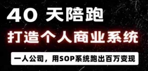 40天陪跑打造个人商业系统，一人公司，用SOP系统跑出百W变现-一起网赚吧