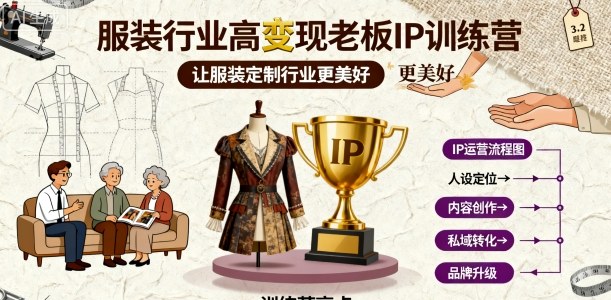 服装行业高变现老板IP训练营，让服装定制行业更美好-一起网赚吧