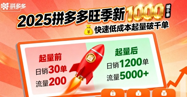 2025拼多多旺季新老店铺——快速低成本起量破千单-一起网赚吧