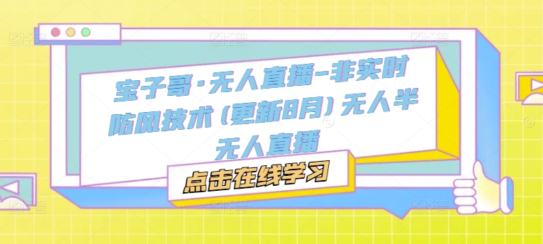宝子哥·无人直播-非实时防风技术(更新25年8月)无人半无人直播-一起网赚吧