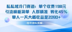 私域冷门赛道单个收费198米引流模板简单人群精准 45%的转化率单人一天大概收益多张-一起网赚吧