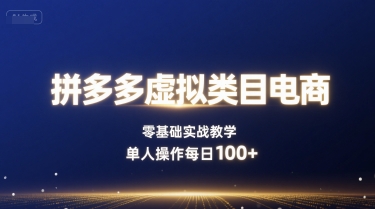 拼多多虚拟类目电商，零基础实战教学，单人操作每日100+-一起网赚吧