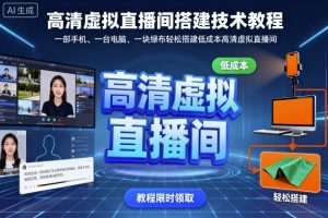高清虚拟直播间搭建技术教程，一部手机、一台电脑、一块绿布轻松搭建低成本高清虚拟直播间-一起网赚吧