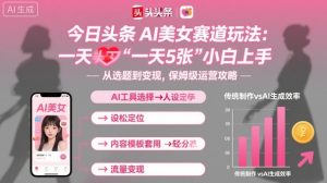 今日头条AI美女赛道玩法，一天轻松5张，小白轻松上手-一起网赚吧