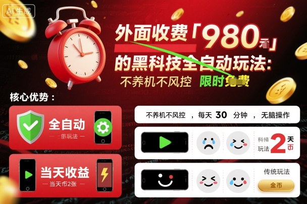 外面收费980的黑科技全自动玩法，不养机不风控，每天30分钟，无脑操作，当天收益2张【揭秘】-一起网赚吧