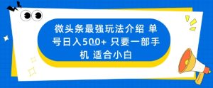 微头条最强玩法介绍一个号日入5张+只要一部手机适合小白-一起网赚吧