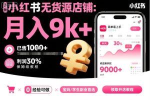 小红书无货源店铺项目,简单易上手,月入9k+,保姆级教程-一起网赚吧