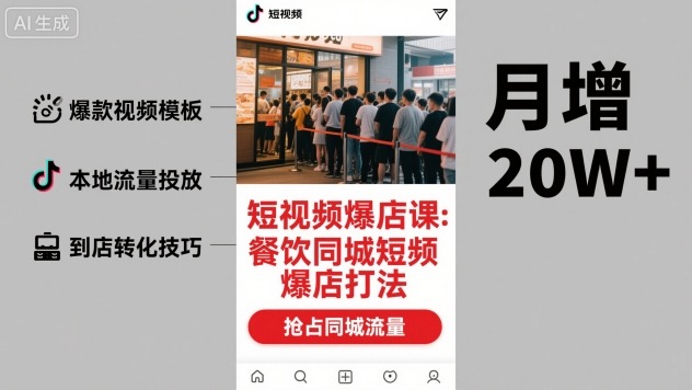 短视频爆店课，餐饮同城短视频爆店打法-一起网赚吧