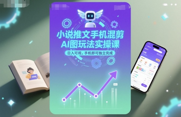 小说推文手机混剪AI图玩法实操课，日入可观，手机即可独立完成-一起网赚吧