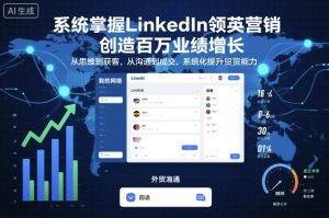 系统掌握LinkedIn领英营销，创造百万业绩增长，从思维到获客，从沟通到成交，系统化提升外贸能力-一起网赚吧