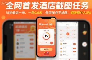 全网首发酒店截图任务,15秒做完一单,一单0.6米,每天任务不设限,矩阵操作日入3张【揭秘】-一起网赚吧