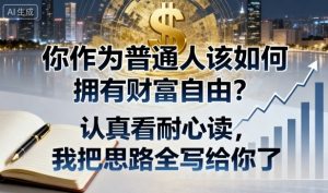 付费文章：你作为普通人该如何拥有财富自由？认真看耐心读，我把思路全写给你了-一起网赚吧