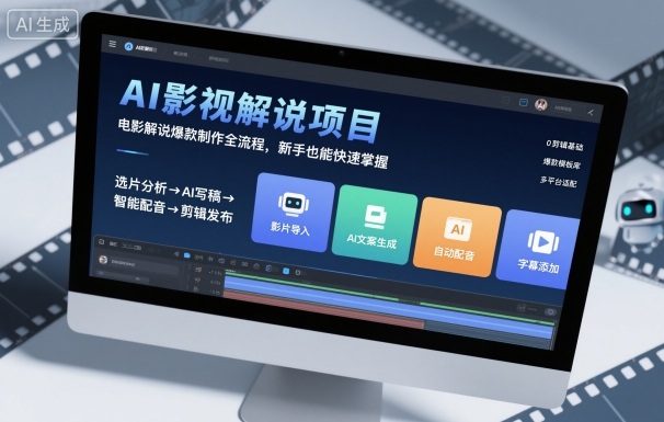 AI影视解说项目，电影解说爆款制作全流程，新手也能快速掌握-一起网赚吧