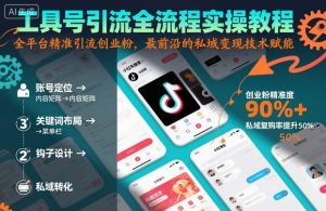 工具号引流全流程保姆级实操教程，全平台精准引流创业粉，最前沿的私域变现技术赋能-一起网赚吧
