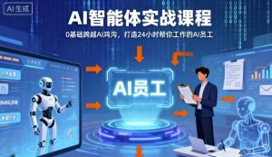 Ai智能体实战课程,0基础跨越Ai鸿沟,打造24小时帮你工作的Ai员工,打破常规,以实战定义Ai-一起网赚吧